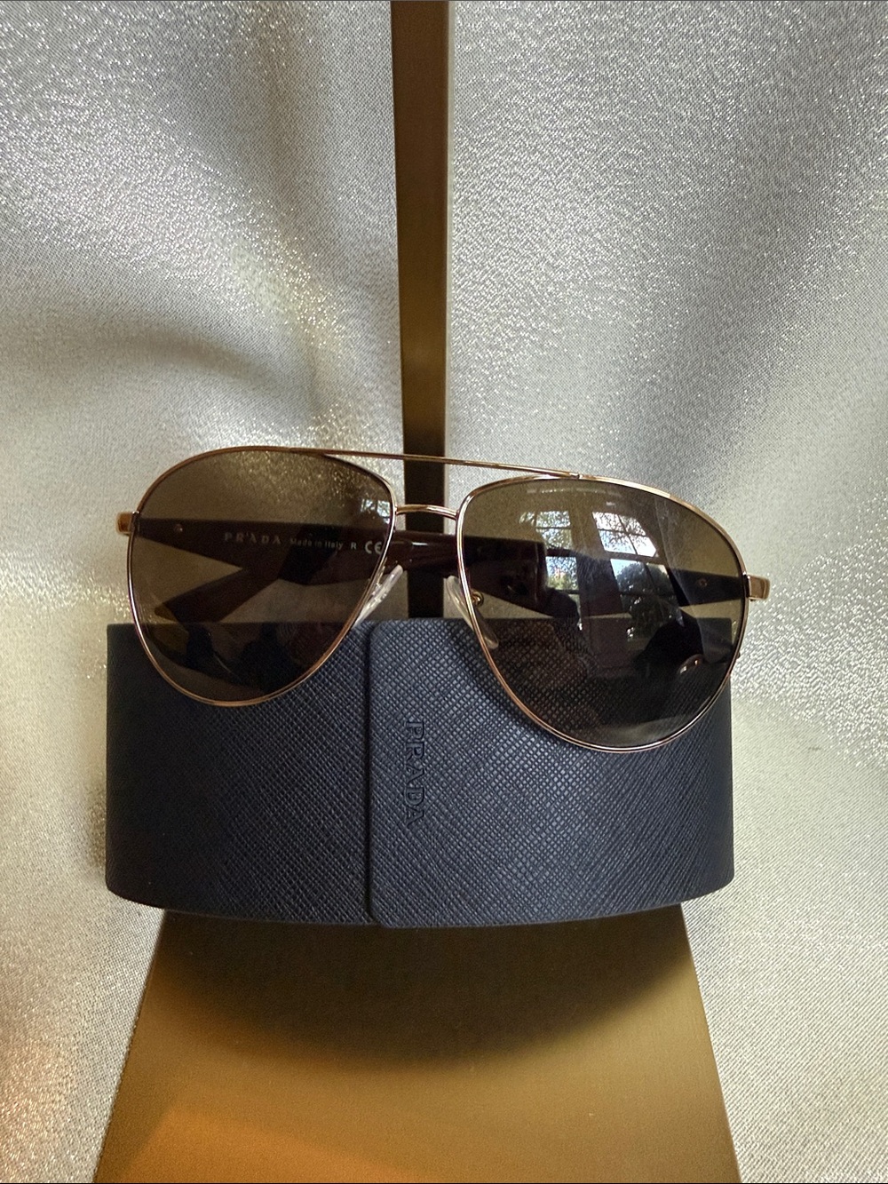 Prada Gold Frame Sunglasses with Brown Lenses